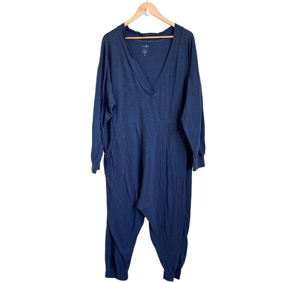 NATURAL LIFE Pants - Natural Life Womens Relaxed Slub Knit Jumpsuit Size L Gray Boho Oversized Lounge